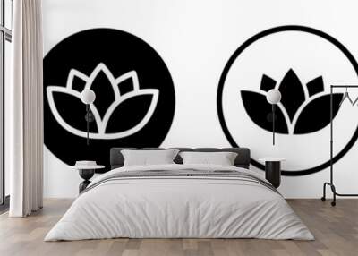 Lotus icon set. harmony flower vector symbol. meditation wellness calm lotus sign in filled and outlined style. Wall mural