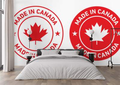 Made in canada rounded vector symbol set on white background Wall mural