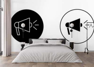 megaphone icon set. bullhorn vector symbol. propaganda announcement loudspeaker sign. marketing atte Wall mural