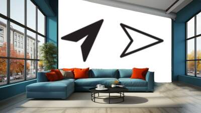 Message send icon set. Direct message or dm vector symbol. Send post or mail or email arrow icon. Black paper plane line button set. Wall mural