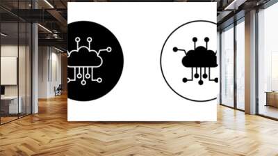 Network cloud icon set. internet cloud technology vector symbol. software cloud api sign in black filled and outlined style. Wall mural