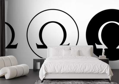 omega vector symbol set. letter omega icon in black color. ohm sign. Wall mural