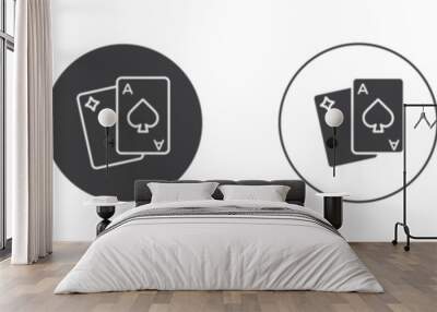 Playing cards icon set. casino poker cards vector symbol in black filled and outlined style. Wall mural