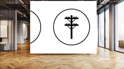 power pole icon set. electricity electric tower vector symbol. electrical powerline sign in black filled and outlined style. Wall mural