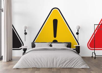 Risk icon. Danger warning alert triangle attention sign. Caution vector symbol. Exclamation mark. Security threat or Failure sign. Mistake icon.  Wall mural