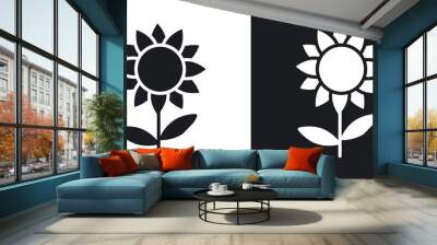 Sunflower solid filled icons Wall mural