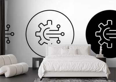 Transform icon set. business fintech system vector symbol. engineering skill evolution sign. digital data technology icon in black filled and outlined style. Wall mural