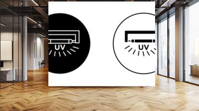 UV disinfection lamp icon set. Ultraviolet antibacterial lamp vector symbol in a black filled and outlined style. Uvc sterilize Lamp sign. Wall mural