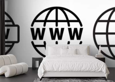 Website icon set. Website icon for app ui or web design. Globe sign for website. Black line website symbol icon collection. - stock vector Wall mural