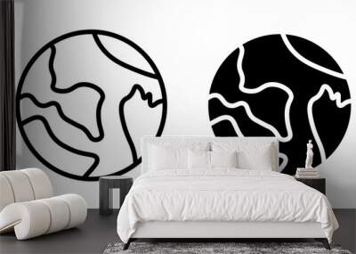 World icon set. earth geography vector symbol. globe pictogram. international or global icon in black filled and outlined style. Wall mural