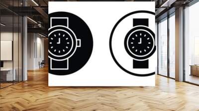 Wristwatch vector icon set black filled and outlined style. Wall mural