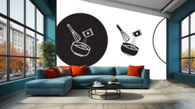 Yeast dough recipe vector icon set in black filled and outlined Wall mural