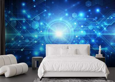 Sleek blue technology backdrop. Wall mural