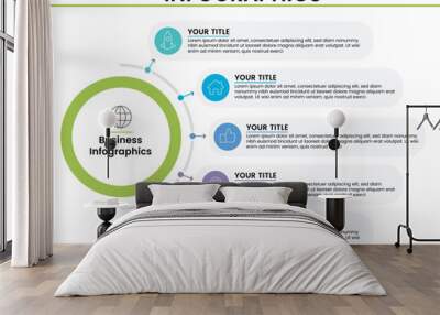 Presentation business infographic template with 5 step infographics Wall mural