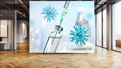 Corona virus and vaccine Wall mural