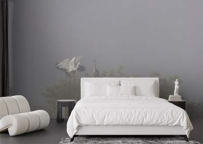 Dense autumnal fog on the wetland, Crna Mlaka Wall mural