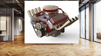 hot rod v8 engine 3d render Wall mural