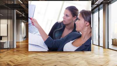 two young girls working on laptop Wall mural