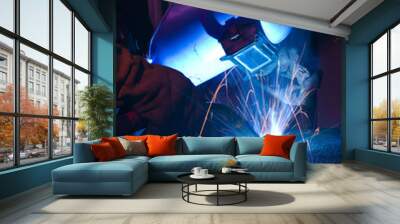 MIG welding of metal cylinder Wall mural