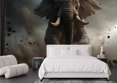 The giantt Elephant is angry destroying everything Wall mural