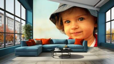 little girl in hat Wall mural