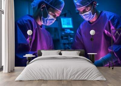 Team surgeon at work in operating room ai generated Wall mural