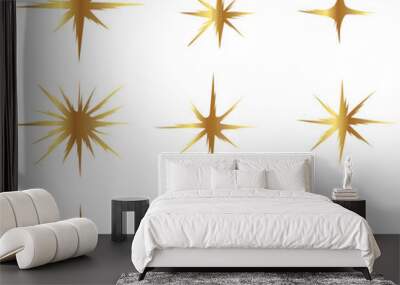 set of stars illustration. gold sparkling star collection	
 Wall mural