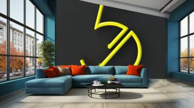 3d glowing Wire Neon Font with soft shadows on dark background. Number 5. 3d rendering isolated. Wall mural