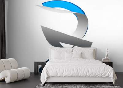 curl paper font on cut out background. number 2. 3d rendering Wall mural