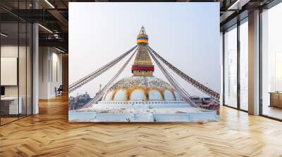 Landscape view of Baudhanath stupa in kathmandu, Nepal. Wall mural