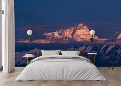 Landscape view of Mountain range during Sunset in Nepal.  Wall mural