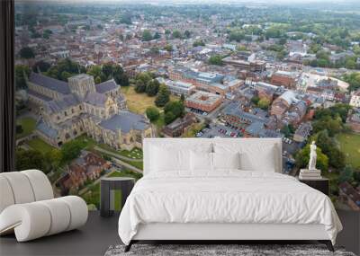 Winchester Cathedral, aerial view of the famous medieval architecture in Winchester, Hampshire, United Kingdom Wall mural