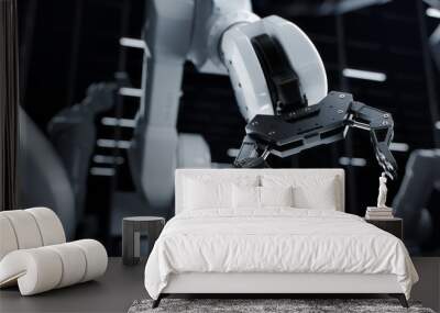 industrial concept: close-up of new generation ai robotic arm ready for work on a production line. c Wall mural