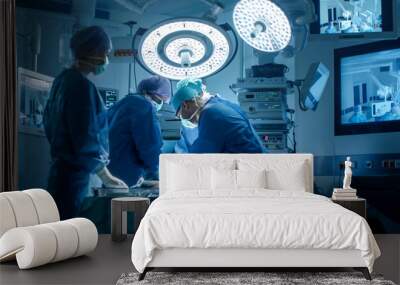 Medical Team Performing Surgical Operation in Modern Operating Room Wall mural