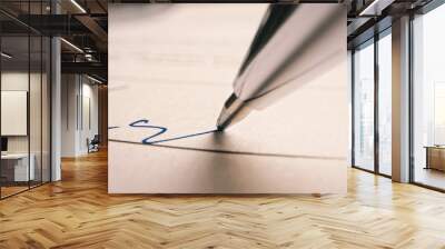 Person Signing Important Document. Camera Following Tip of the Pen as it Signs Crucial Business Contract. Mock-up 