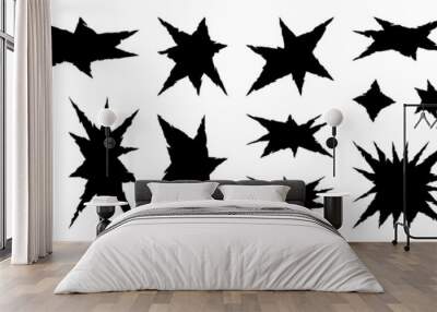 Set of jagged irregular stars shape. Cut out of paper for collages. Grunge elements for design. Vector isolated illustration.
 Wall mural