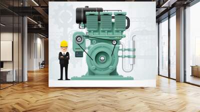 Industrial engine machinery factory engineering construction equipment Wall mural