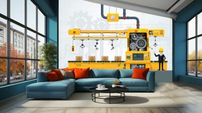 Industrial machine Factory construction equipment engineering vector illustration Wall mural