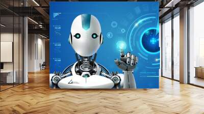 robot artificial intelligence technology smart lerning hologram interface monitor by ai technology i Wall mural