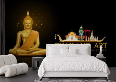 thai art buddha and pattern Wall mural