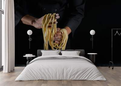 Chef Makes Noodles by Hand. Hand Pulled Noodles Wall mural