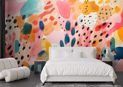 High quality abstract image of animal print stains, painterly brush strokes, gouache and watercolors, stains, beautiful shapes and composition, pastel color palette. Textile. Wall mural