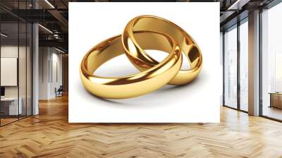 A pair of gold wedding rings Wall mural