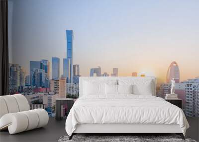 Sunny view of Beijing CBD skyline in china Wall mural