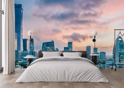 Urban Dusk Landscape of CBD Central Business District, Beijing, China Wall mural