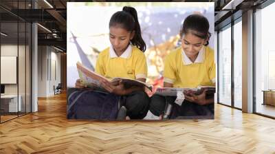 Happy Indian student schoolgirl wearing school uniform. closeup, Education concept. Wall mural