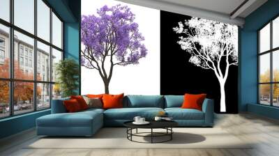 Left view of tree (Jacaranda Mimosifolia) png with alpha channel to cutout 3D rendering Wall mural