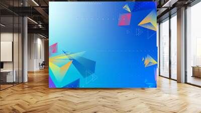  abstract blue background with texture triangles shapes in fun geometric pattern, in modern design Wall mural