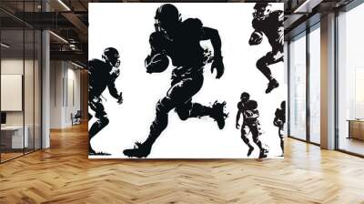 American football players silhouettes Wall mural