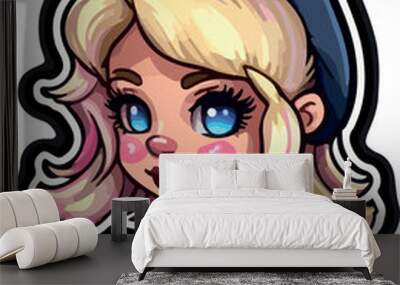 Cute blonde girl with blue eyes Wall mural